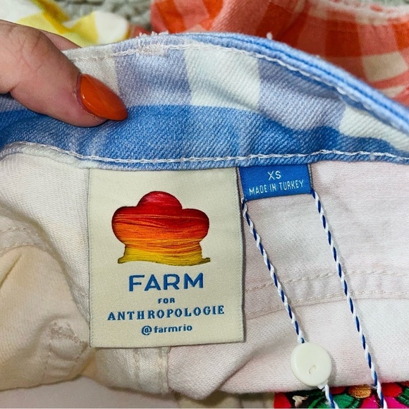 NEW Anthro FARM Rio Gingham Jean Shorts - Picture 7 of 7